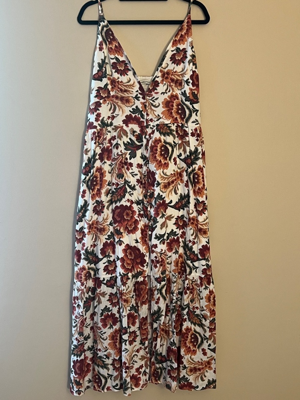 Abercrombie & Fitch White Maxi Dress with Rust Floral Print